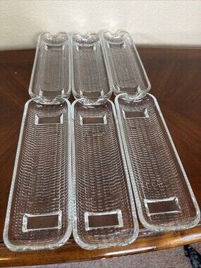 Vintage Corn Holders Charcuterie footed clear pressed glass Set Of 6